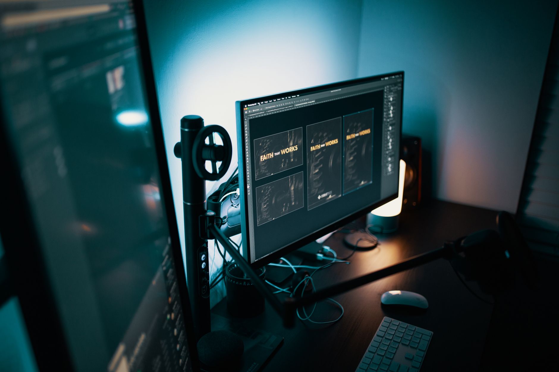 Computer monitor displaying a video-editing interface